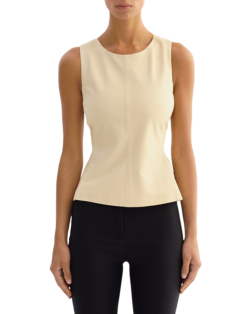 Lamarque Leather Peplum Hem Top