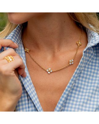 Berry Clover Mother of Pearl Double Sided Necklace, 16"