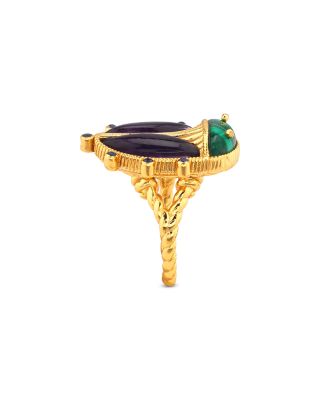 Malachite & Amethyst Scarab Grande Ring