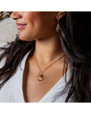 Lily Wrapped Quartz Pendant Necklace, 16-18"