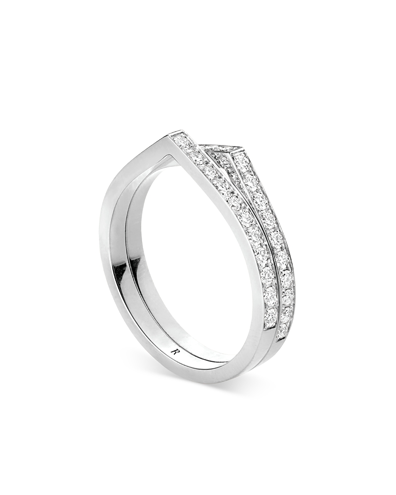 Repossi 18K Rose Gold Antifer Diamond V Shaped Double Row Band