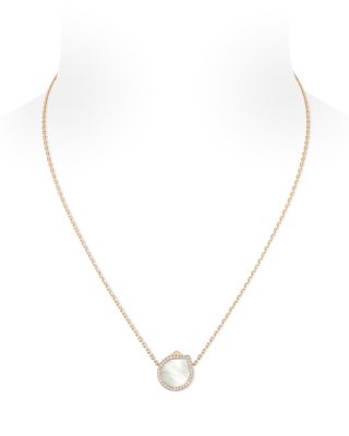 18K Rose Gold Antifer Mother of Pearl & Diamond Halo Pendant Necklace, 15.7-17.7"