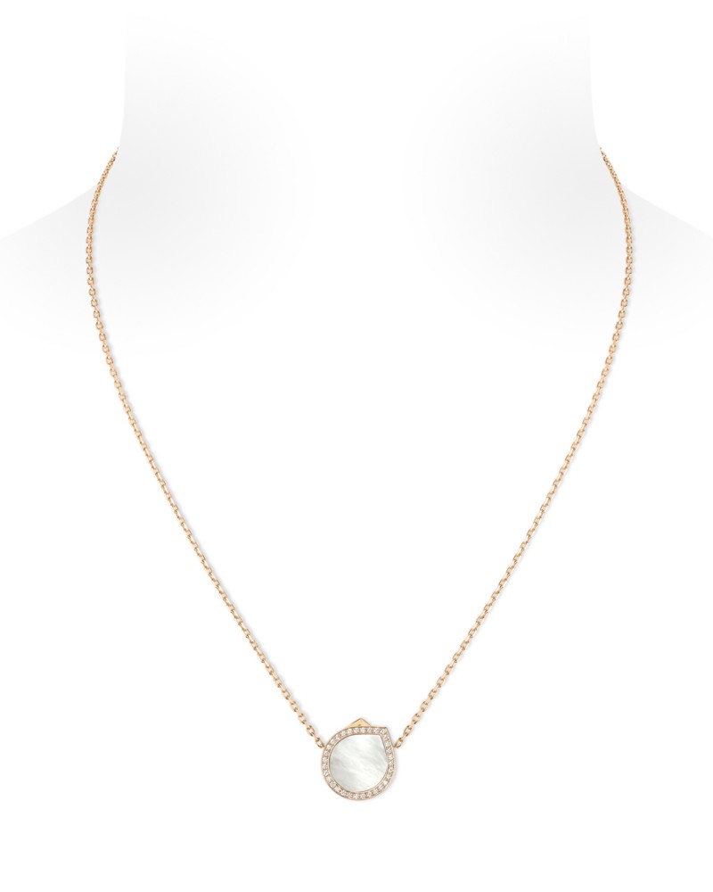 Repossi 18K Rose Gold Antifer Mother of Pearl & Diamond Halo Pendant Necklace, 15.7-17.7