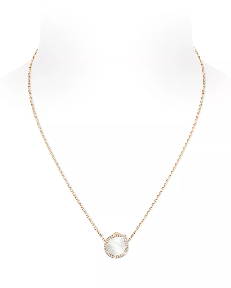 Repossi 18K Rose Gold Antifer Mother of Pearl & Diamond Halo Pendant Necklace, 15.7-17.7