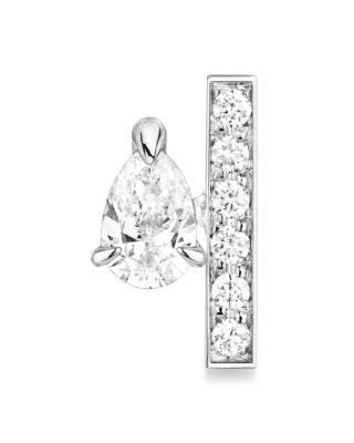 18K White Gold Serti sur Vide Diamond Pear & Round Left Side Single Stud Earring