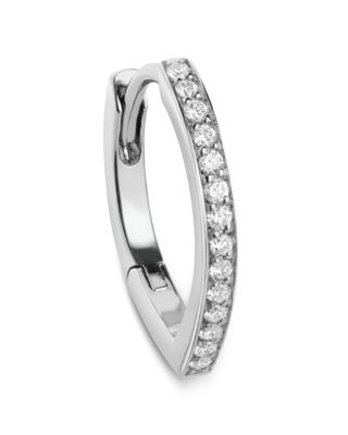 18K Gold Antifer Diamond V Shape Single Hoop Earring