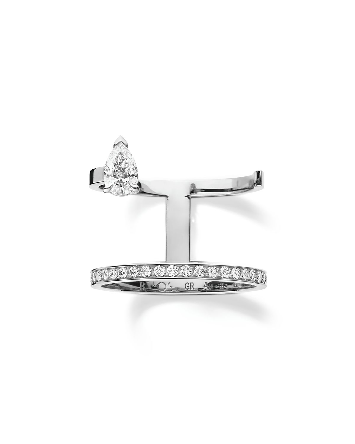 Repossi 18K Rose Gold Serti sur Vide Diamond Pear & Round Double Cuff Ring