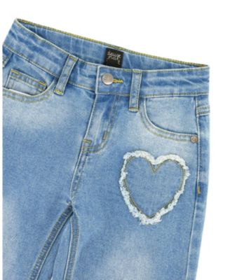 Girls' Wide Leg Heart Embroidery Denim Jeans - Big Kid