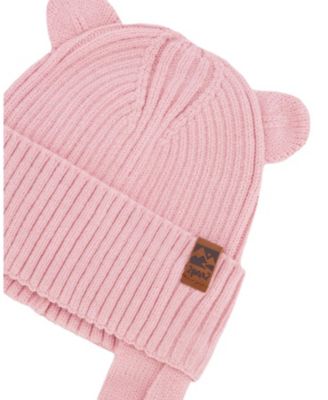  Girls' Logo Patch Ribbed Knit Hat - Baby
