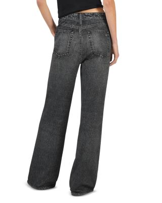 Miramar Terry High Rise Pull On Track Jeans in Washed Black