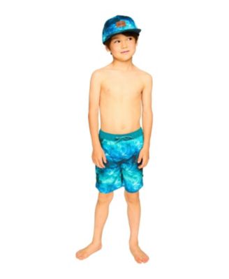Boys' Above the Knee Elastic Waist Dinosaur Waves Trunks - Little Kid, Big Kid