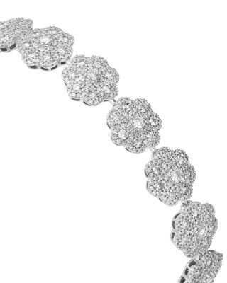 Luxe Collection Diamond Flower Link Bracelet in 14K White Gold, 5.0 tcw