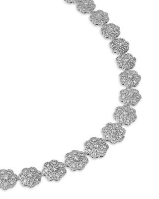 Luxe Collection Diamond Flower Collar Necklace in 14K White Gold, 12.0 tcw