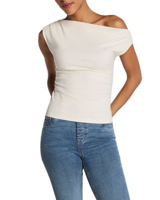 Ribbed Knit Off The Shoulder Ruched Top