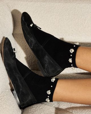 Faux Pearl Embellished Socks