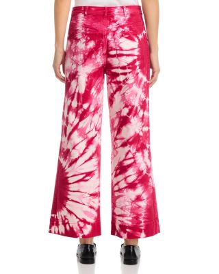 Betsy Tie Dye High Rise Wide Jeans in Goji Berry