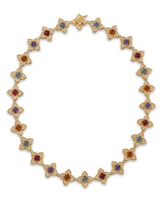 18K Rose Gold Venetian Princess Carnivale Multi Gemstone & Diamond Collar Necklace, 15"