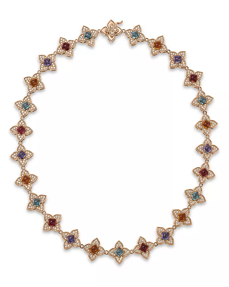 Roberto Coin 18K Rose Gold Venetian Princess Carnivale Multi Gemstone & Diamond Collar Necklace, 15