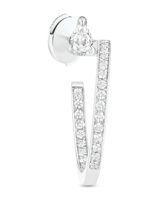 18K White Gold Serti sur Vide Diamond Pear & Round Left Single Drop Earring