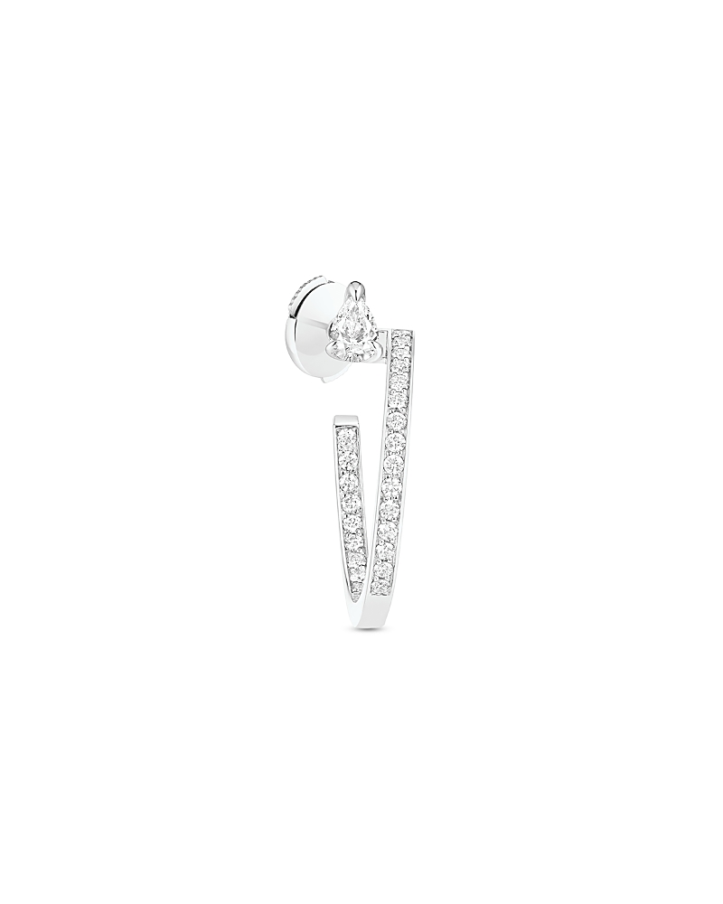 Repossi 18K White Gold Serti sur Vide Diamond Pear & Round Left Single Drop Earring