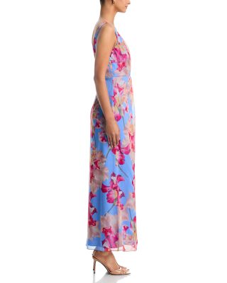 Floral Satin Burnout Maxi Dress - Exclusive