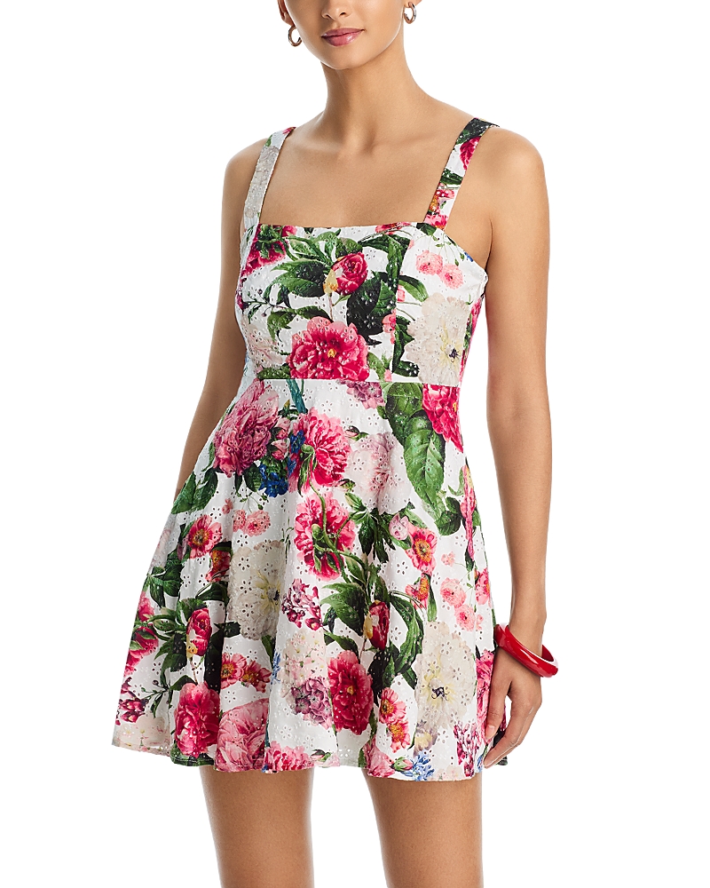 Aqua Floral Eyelet Mini Dress - Exclusive