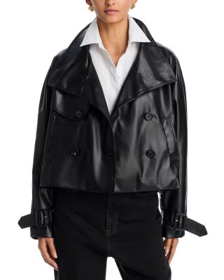 Cropped Faux Leather Trench Coat - Exclusive