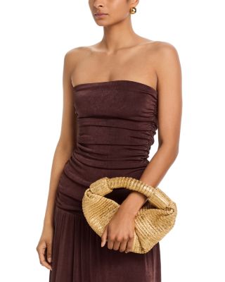 Metallic Woven Top Handle Bag