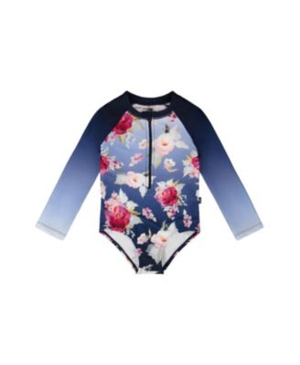 Girls' One-Piece Long Sleeve Rose Rashguard - Little Kid