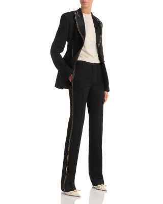 Studded Peak Lapel Wool Blazer