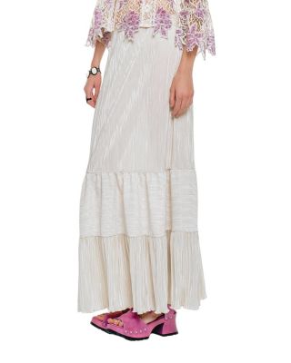 Plisse Tiered Maxi Skirt