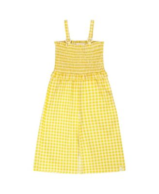 Girls' Capri Smocking Gingham Sleeveless Jumpsuit - Little Kid