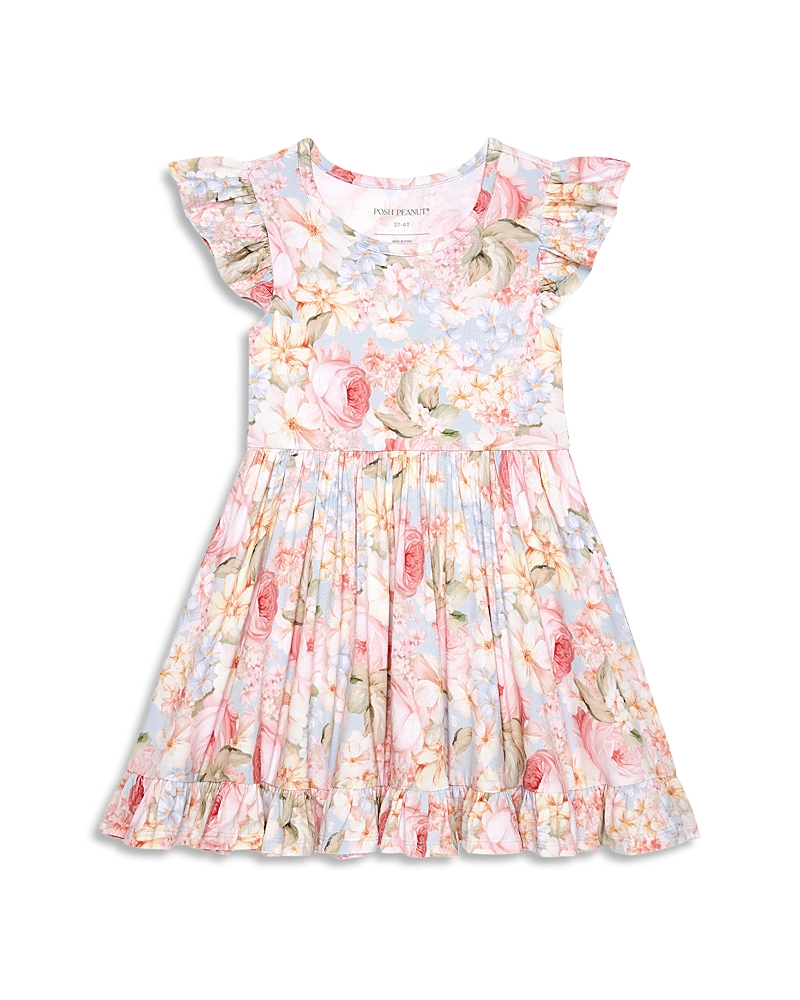 Posh Peanut Girls' Rose Dreams Ruffled Twirl Dress - Little Kid