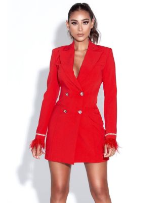  Quilla Woven Crepe Backless Blazer Dress