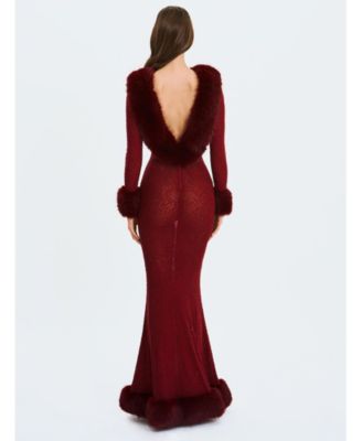  Mellie Regular-Length Rhinestone Mesh Low Back Mermaid Gown