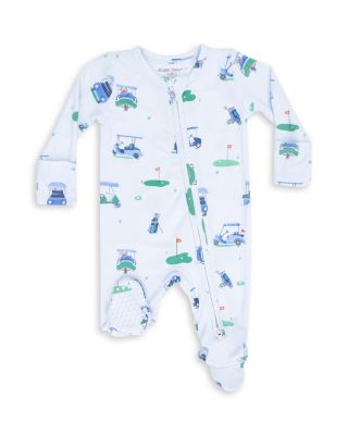 Boys' Vintage Golf Carts Blue Two Way Zipper Footie - Baby 