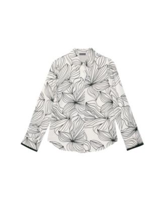  Women's Floral Print Satin Shirt