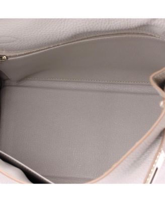 Kelly 28 Handbag Grey Clemence with Palladium Hardware