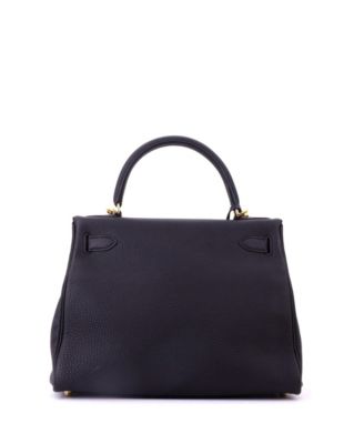 Kelly 28 Handbag Black Togo with Gold Hardware