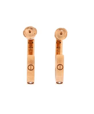  Medium Love 6 Diamond Hoop Earrings 18K Rose Gold with Diamonds