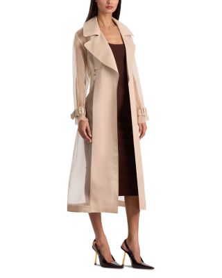 Silvia Sheer Mixed Media Trench Coat