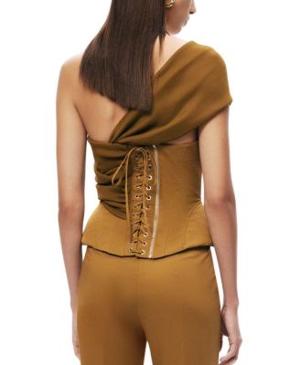  One-Shoulder Draped Gabardine Bustier