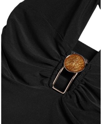  Deep V Halter Detail Blouse