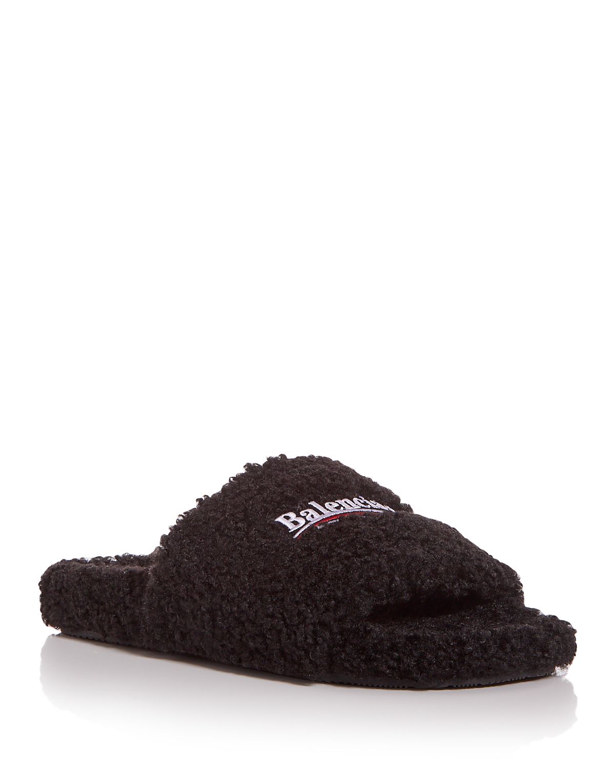 Balenciaga Men's Faux Fur Slide Sandals