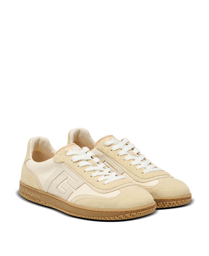 Balmain Men's Swan Trainers in Suede, Aged Suede and Canvas