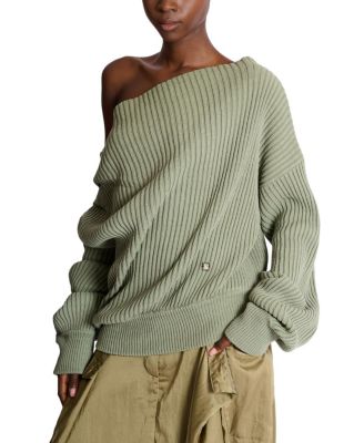  Draped Asymmetrical Jumper in Ribbed Silk Knit