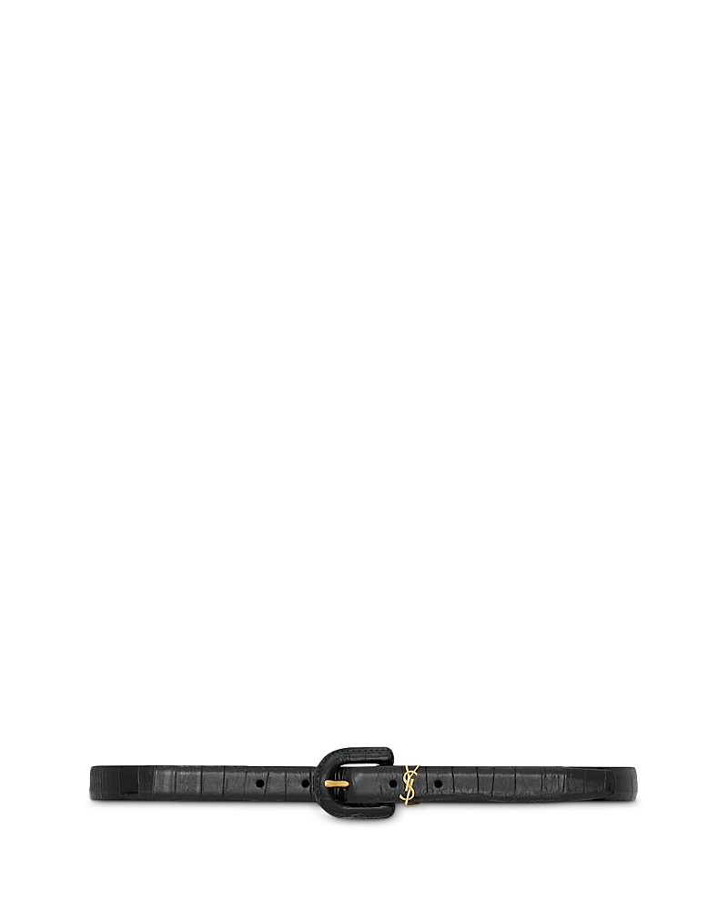 Saint Laurent Cassandre Covered U Buckle Thin Belt
