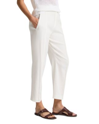 Linen Blend Mid Rise Tapered Pull On Pants  