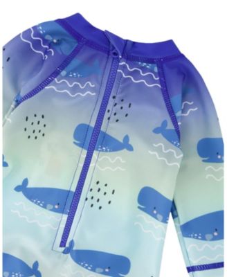 Boys' One-Piece Long Sleeve Whale Print Rashguard - Baby