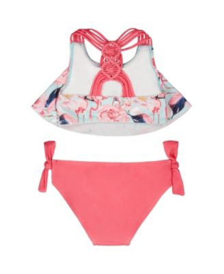 Girls' Two-Piece Triple Strap Flamingo Swimsuit - Big Kid